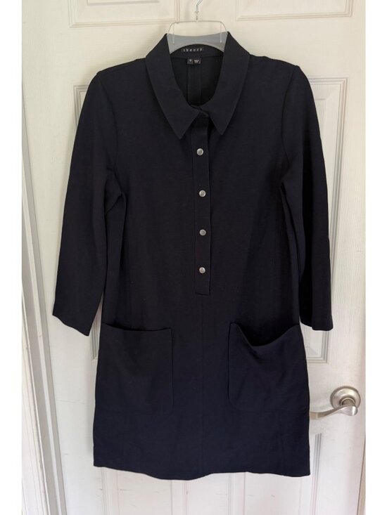 Theory Dresses & Skirts - Theory 'Erimenthia' Ponte Navy Blue Button Front Mini Shirtdress Large